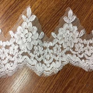 Quality Jacquard Cord Eyelash Lace Border for Wedding Bridal Dress wholesale
