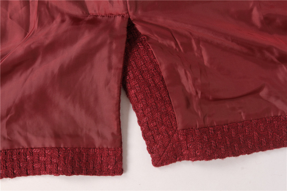 Stockpapa Autumn Winter Ladies Knit Burgundy Longline Blazer