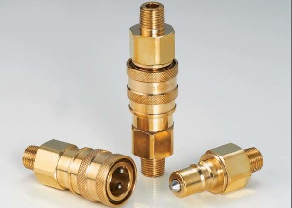 Thread Brass Hydraulic Quick Connect Couplings , Poppet Valve Male Hydraulic