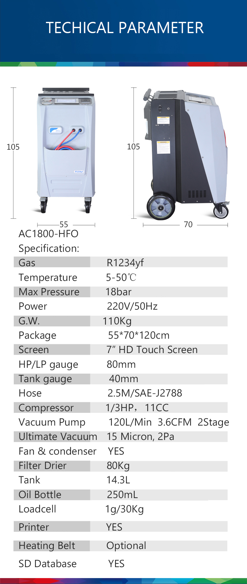 AC Gas 1234yf Freon Machine Car AC Service Machine 100kg