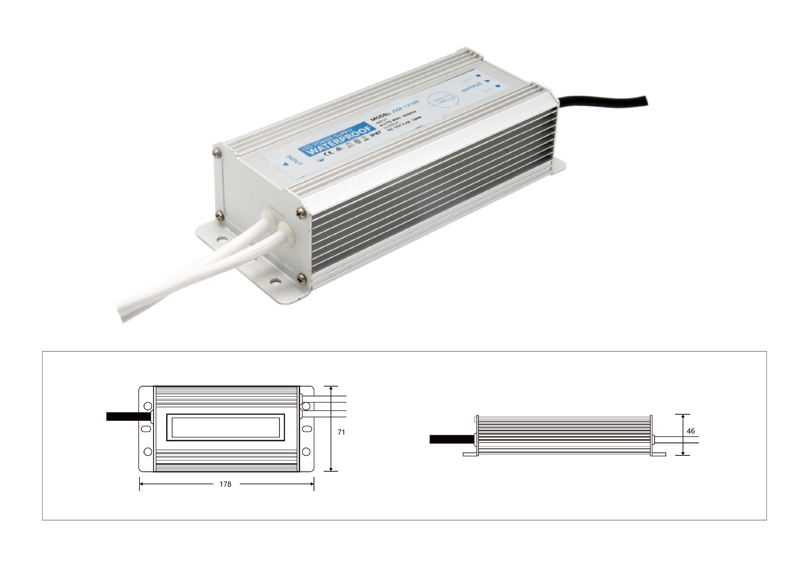 Strips Light 4.15A Waterproof LED Power Supply 12V 100W For Outdoor