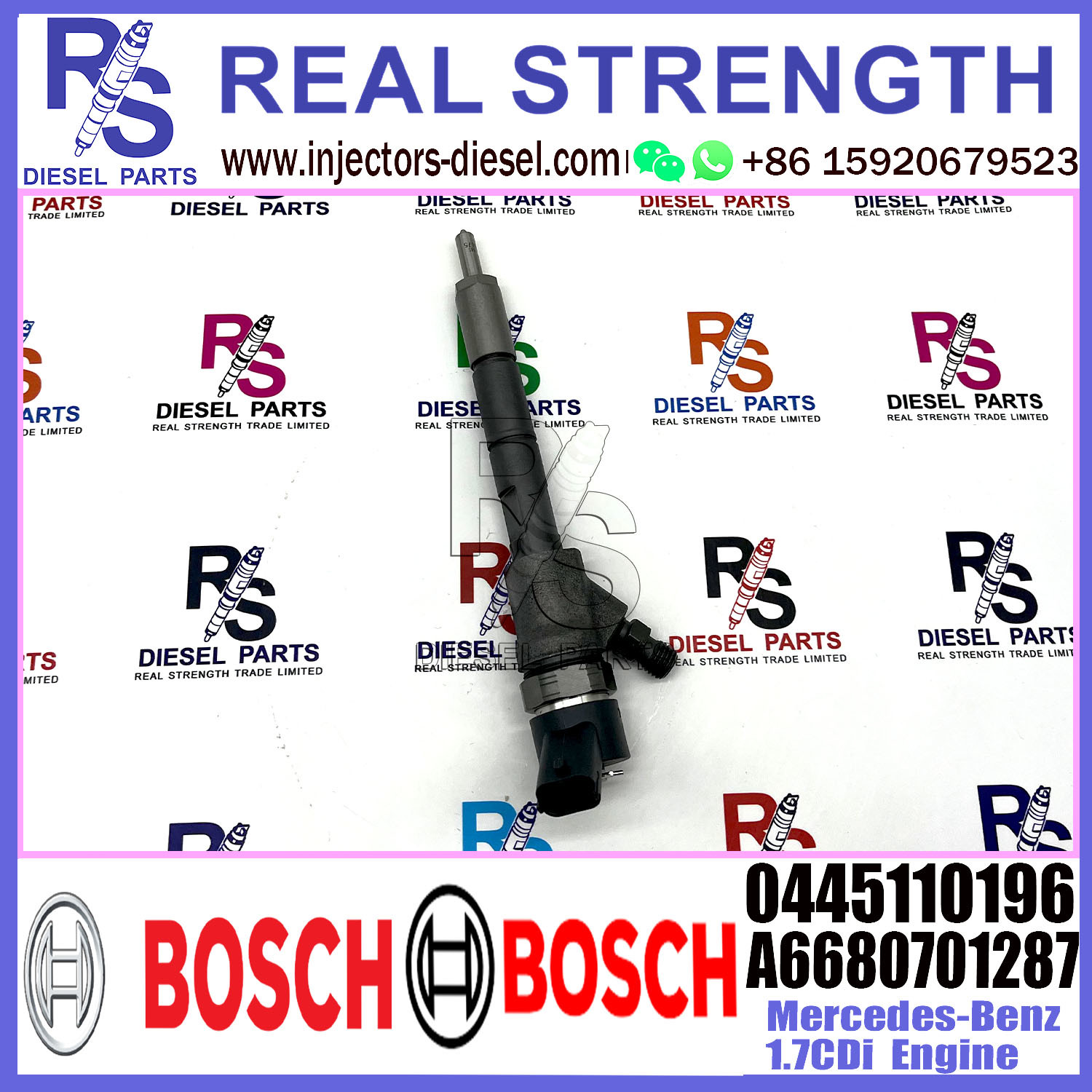 Diesel Fuel Common Rail Injector 0445110195 0445110196 A6680701287 A6680700987 For Mercedes-Benz 1.7CDi Engine