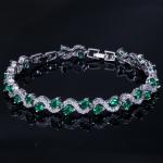 Trendy Leaf Charm Cubic Zirconia Bracelet & Bangles for Bride Bracelets Jewelry