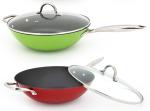 Enamel light cast iron wok