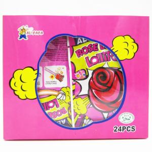 Quality Sweet candy Rose Shaped Lollipops With Fluorescence Stick And Popping Candy wholesale