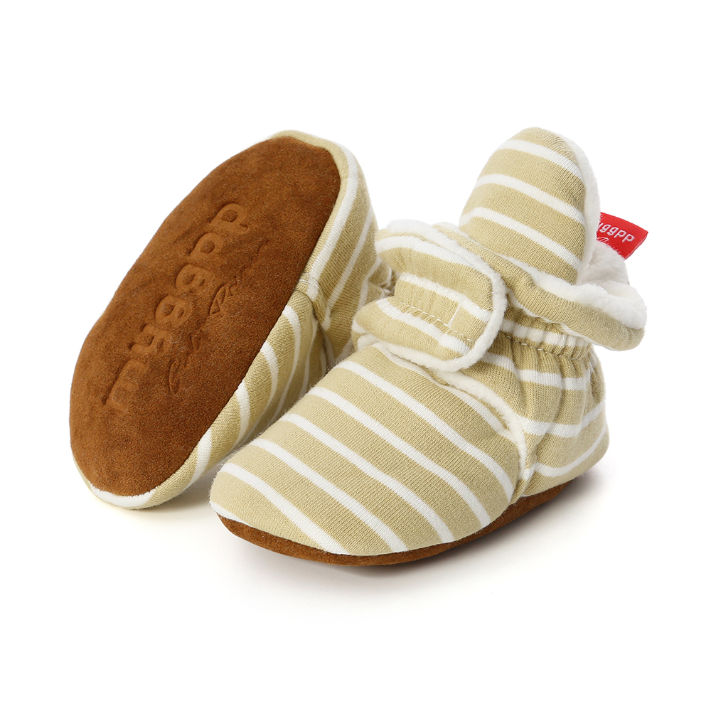 Wholesale cheap Cotton fabric striped print socks soft sole prewalk boy girl baby booties