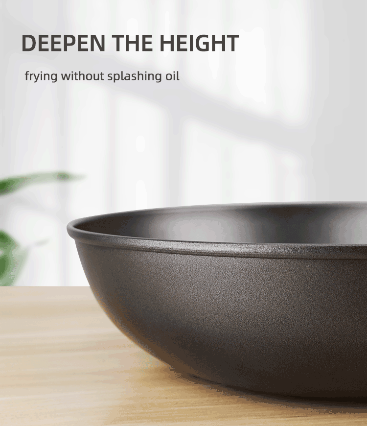 Amazon Hot Selling Cooking Kitchen Metal Pan Cookware Wok Pan Cast Iron Non-stick Induction Frying Pan