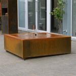 120*120*40cm Rusty Square Corten Steel Water Feature Fountain