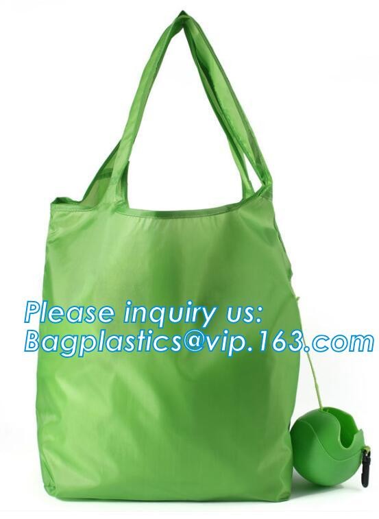 Recycled Foldable Nylon Polyester Tote Bag with logos polyester shopping bag Custom advertising handle non woven bag PAC