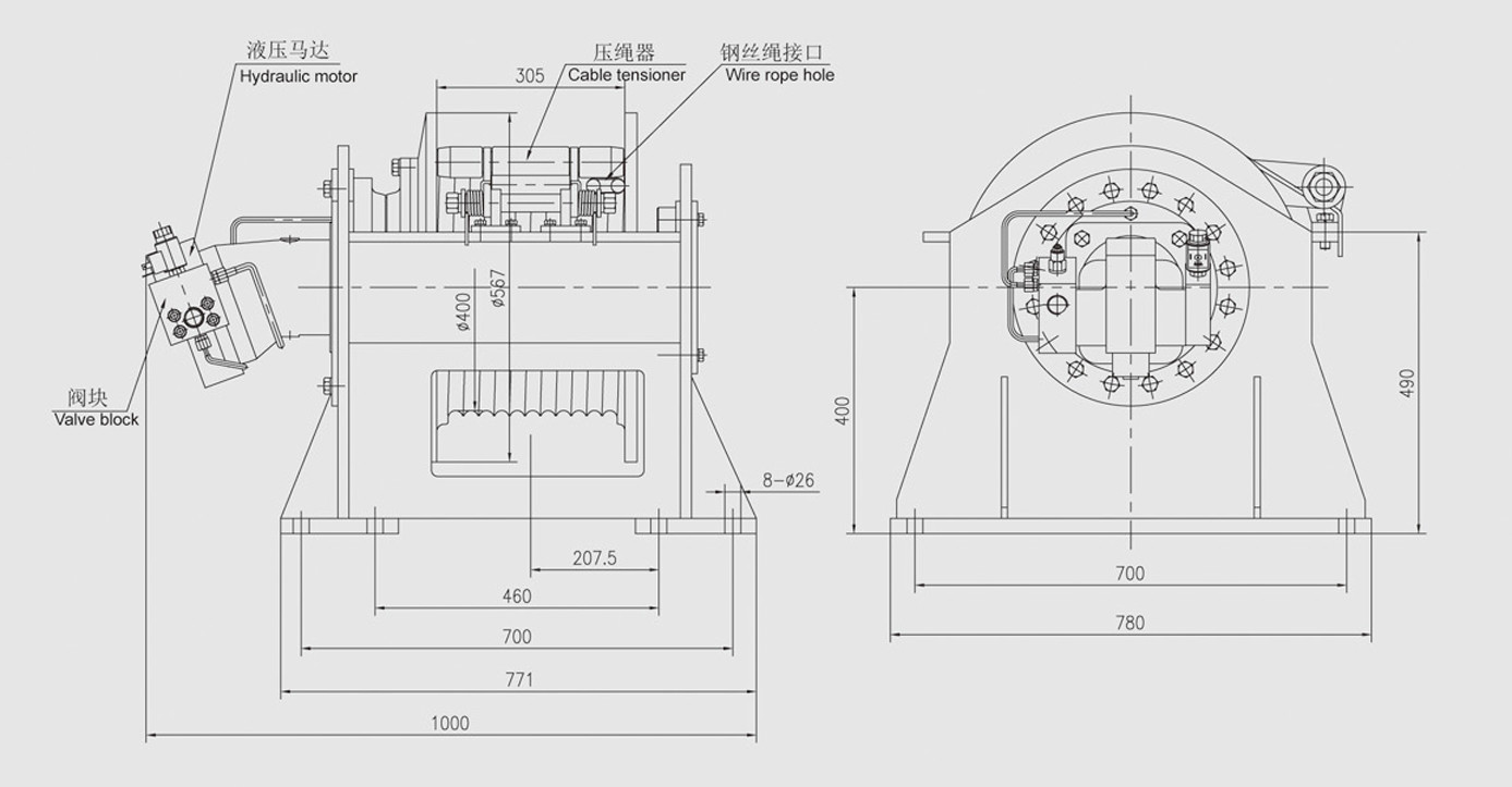 11 Tons High Speed Hydraulic Truck Winch for tractor