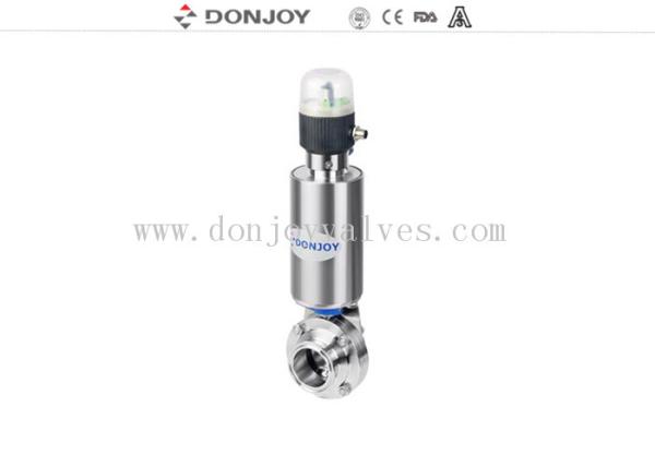 Stainless steel 304 / 316 pneumatic sanitary butterfly valves with positioner