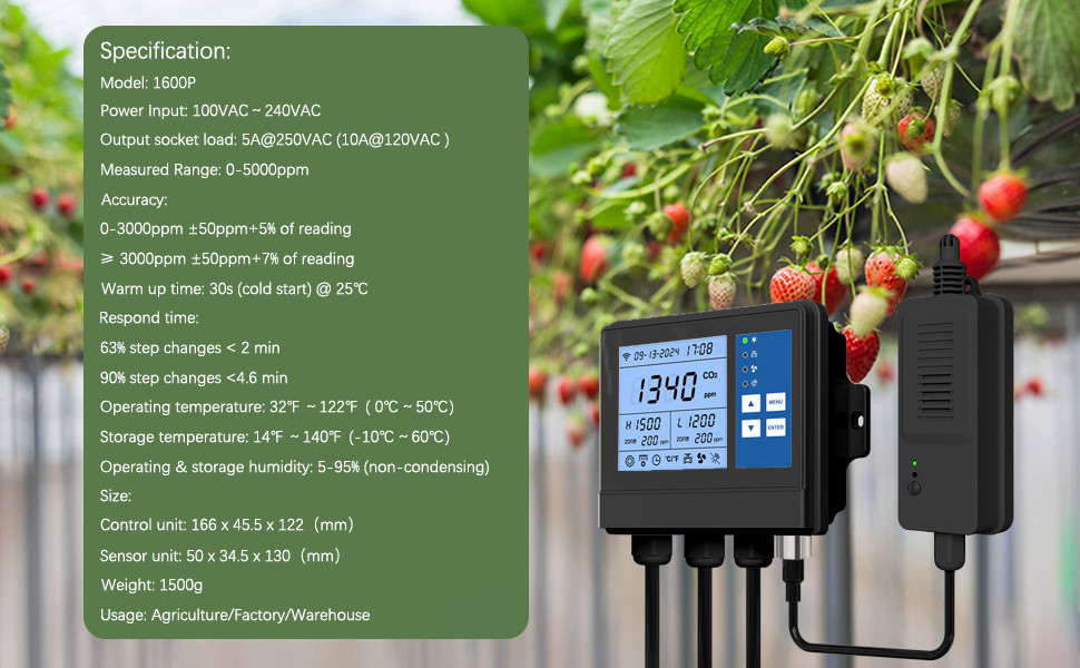 Smart NDIR Sensor Greenhouse Controllers CO2 Regulator Monitor For Planting Growing