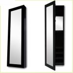 Bedroom Solid Wood 122x37x9.5cm Wall Mirror Jewelry Cabinet