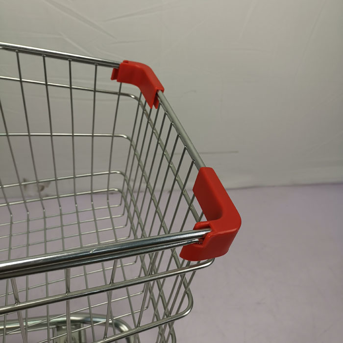 Small 60L Metal Shopping Trolley Grocery Store Shopping Cart With PU Wheels