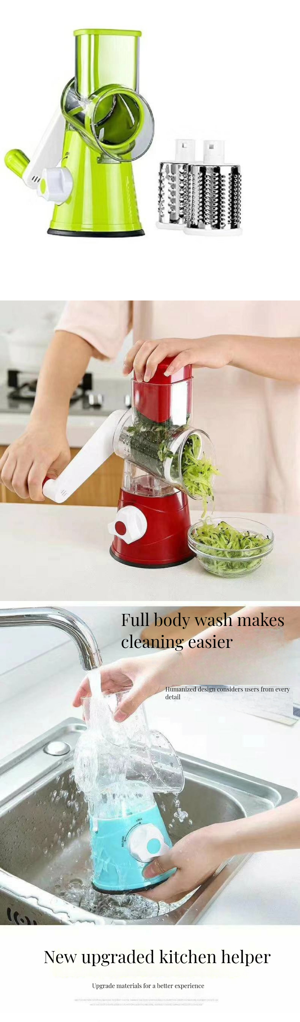 Super Markets Multi-functional Vegetable Cutter Hand Rotary Grater 3-in-1 Drum Cutter