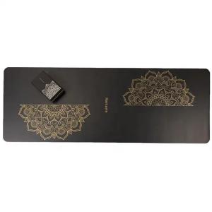 Quality Eco Friendly Private Label Custom Wholesale 4mm Hot Gold Stamping UV Printing Black Natural Rubber PU Leather Yoga Mat wholesale