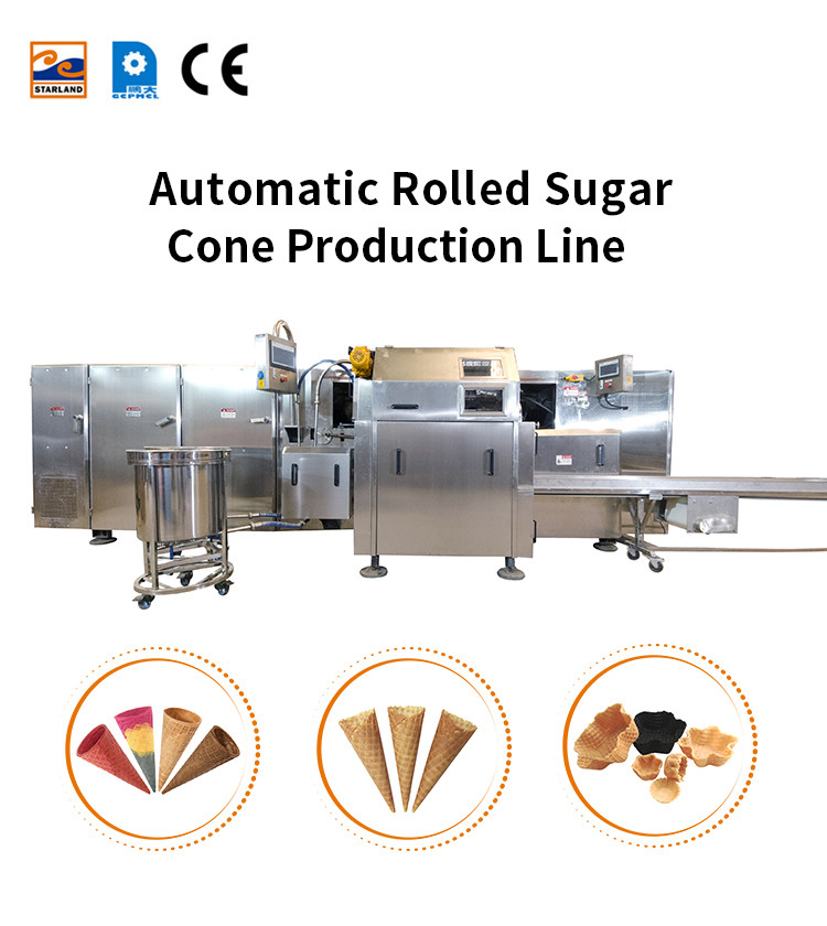 Ice Cream Cone Production Equipment , Multifunctional Automatic Installation Of 63 Baking Templates Of 260*240 Mm .