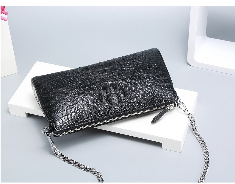 Genuine Alligator Leather Female Flap Bag Lady Small Purse Authentic Crocodile Skin Two Straps Women Single Shoulder Bag
