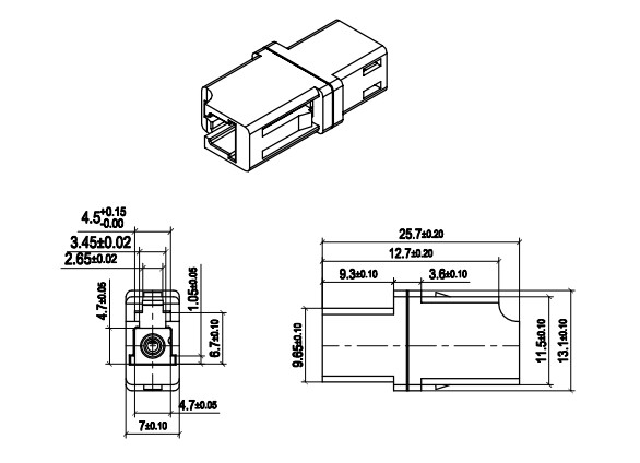 LC / UPC Multimode OM1 Simplex Fiber Optic Receptacle