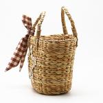 Custom Summer Kids Natural Beach Tote Bag Little Girls Basket Handbag Bucket