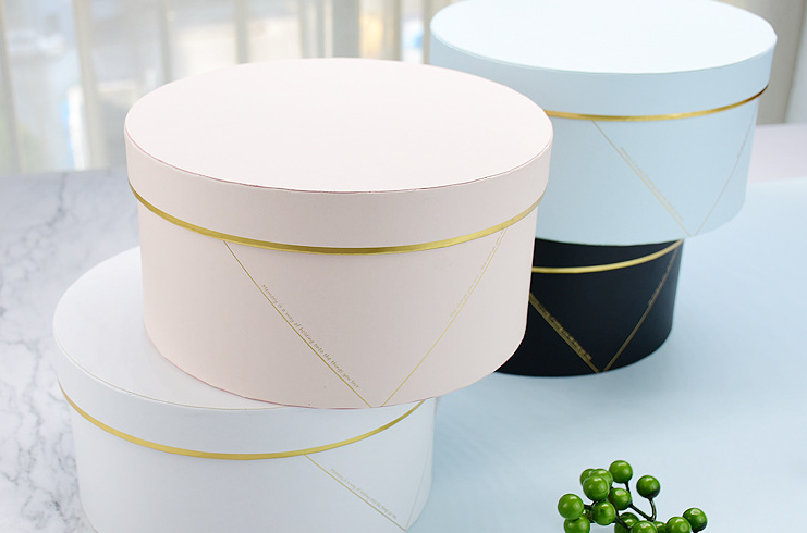 Round Biodegradable Luxury Paper Gift Box Custom Color For Marble Rose
