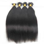 Black Color Keratin Nail U Tip Hair Extensions Double Drawn 18" To 24"