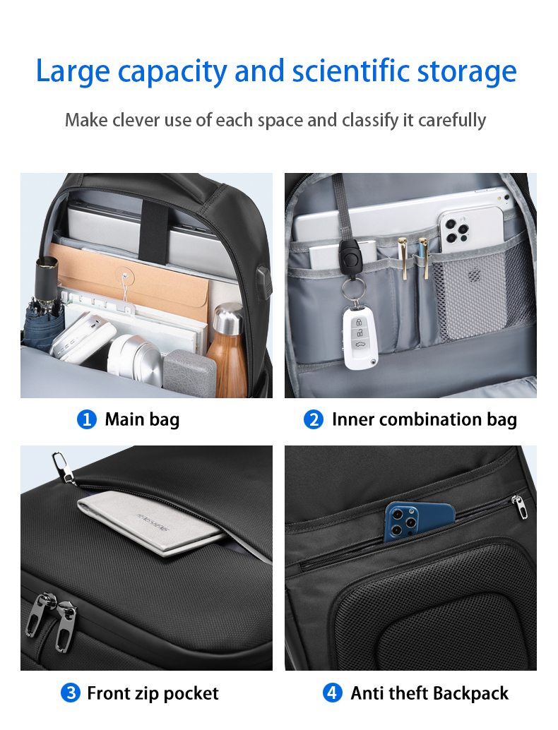 Factory high quality mens bag custom logo usb waterproof travel backpack bag Laptop Backpack