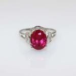 Sterling Silver 8mmx10mm Oval Pink Cubic Zircon 925 Silver Ring (FR081)