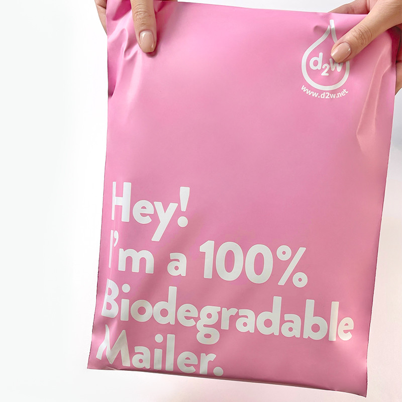 Pink 100% Degradable Biodegradable Courier Bags Eco Friendly Custom Mailers