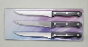 Quality 3PCS Serrated Steak Knives With Plastic Handle Blister Card for promotion wholesale