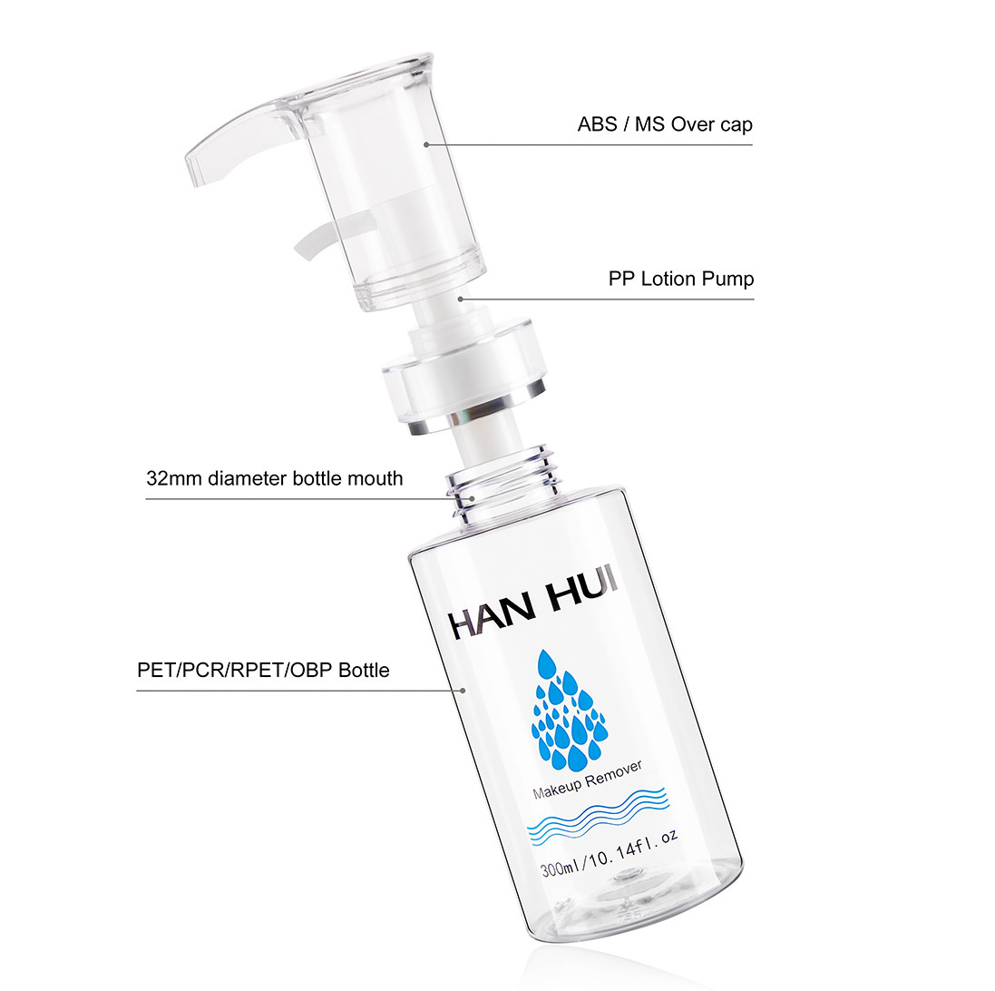 Clear Plastic PCR Hair Care Containers Bottle 300ml 500ml With Dispenser Pump