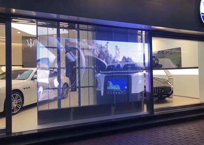 Wall Mounted Transparent Glass LED Display Indoor 256x128 Dots