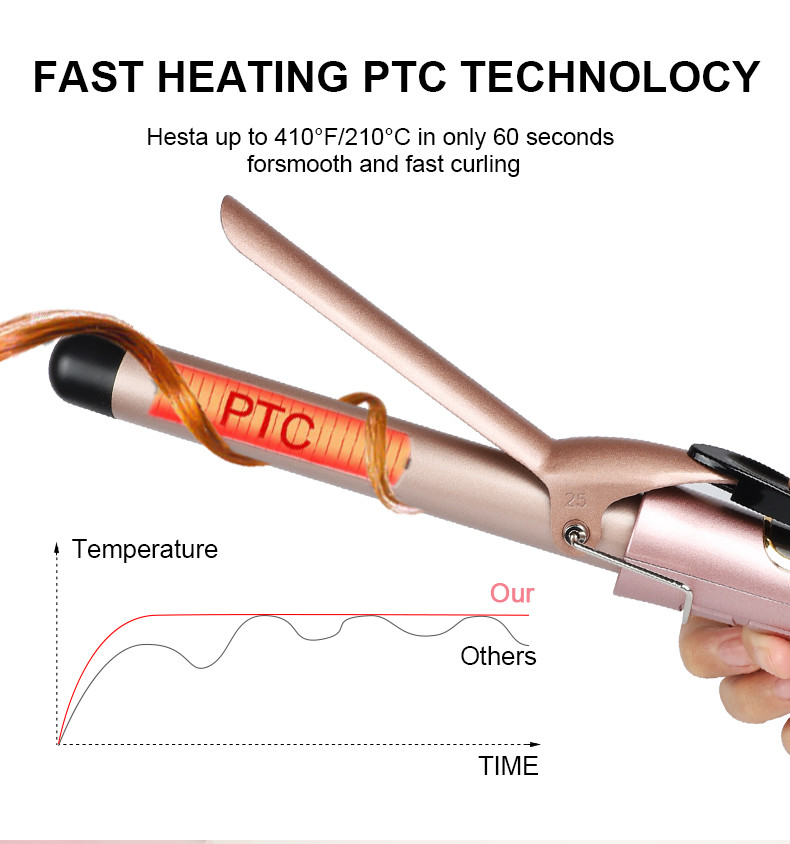 240V 60Hz Hot Hair Tool 1 Inch Curling Iron With Ceramic Coating Barrel