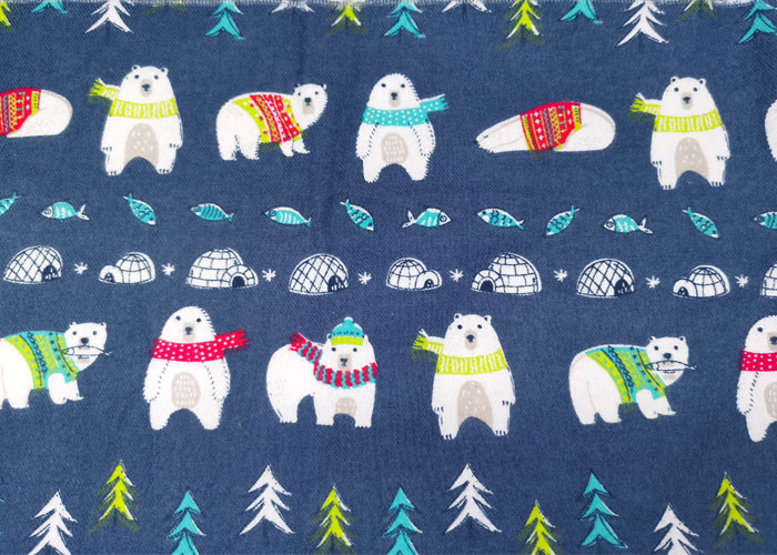 White 100% Cotton Flannel Fabric Print For Bedding And Cover