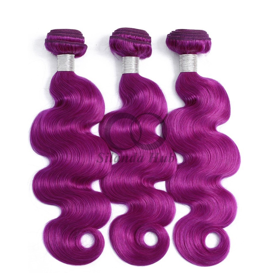 Purple Body Wave Remy Human Hair Bundles Sew In Weave Bundles Brazilian Bundle Deals