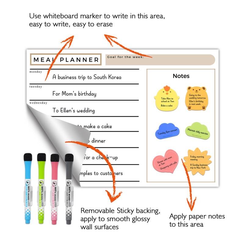 Multifunction Combination Creative Reusable Calendar Planner Sticky Dry Erase Board OEM