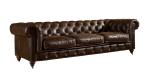 5 Star Hotel 3 Seater Chocolate Brown Leather Sofa , Leather Three Seater Settee