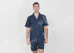 Navy Blue Mens Luxury Sleepwear Button Through Shirt And Short Pants Eco