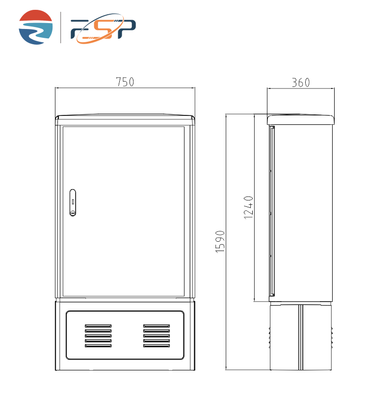 FTTH FTTX Applications Fiber Distribution Cabinet 1590 * 750 * 360 IP65 SMC Material