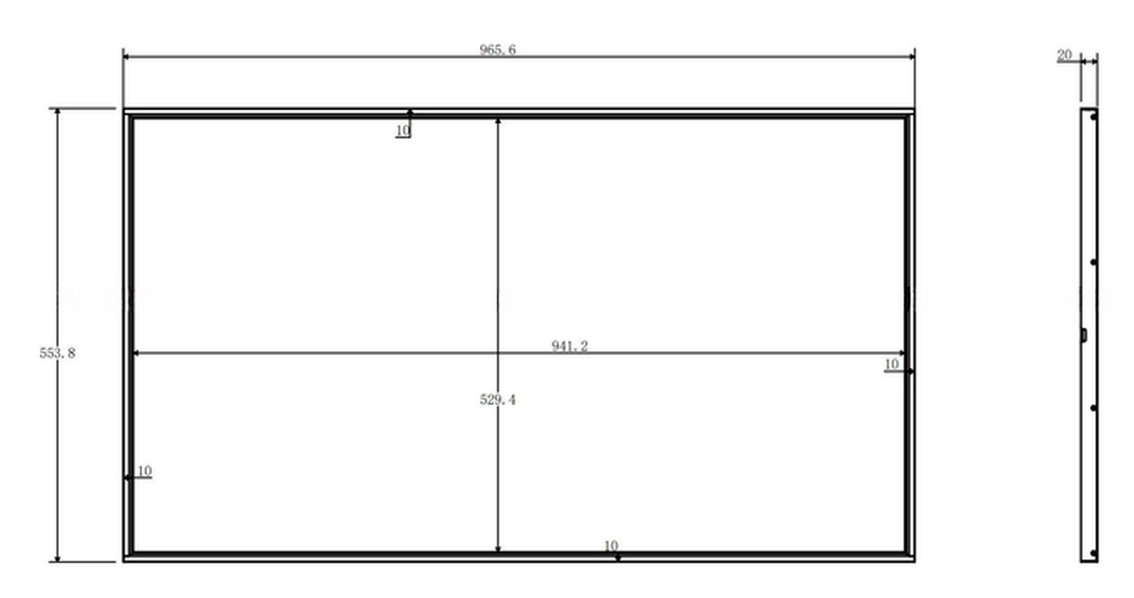 20mm Super thin high bright 400-700 nits 43" inch LED LCD monitor with metal casing and WIFI Android OS for ads signage display