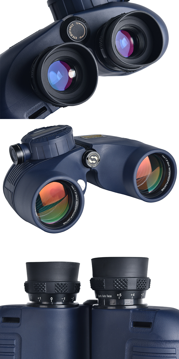 Rubber and Aluminum 7x Magnification Marine Telescope for Outdoor Sports With Compass
