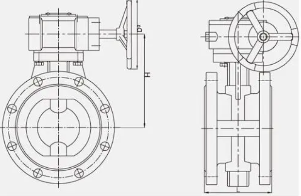 Diaphragm Structure Cast Steel Triple Offset Industrial Manual Wafer Flange Butterfly Valve