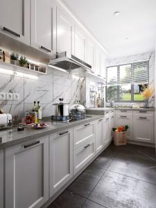 Quality Customized Walnut Modern Solid Wood Kitchen Cabinets For Apartments wholesale