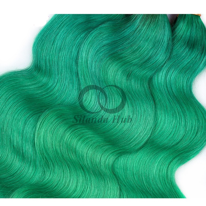 #T1B/Green Body Wave Remy Human Hair Bundles Sew In Weave Bundles Brazilian Bundle Deals