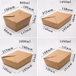 50pcs Biodegradable Kraft Paper Food Packaging 1000ml Disposable Meal Prep