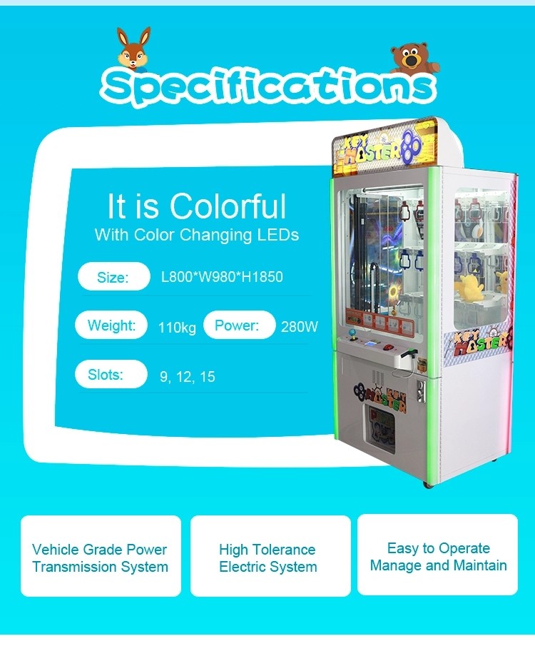 W850 * D830 * H1970MM Gift Vending Machine Golden Key Master For Amusement Park