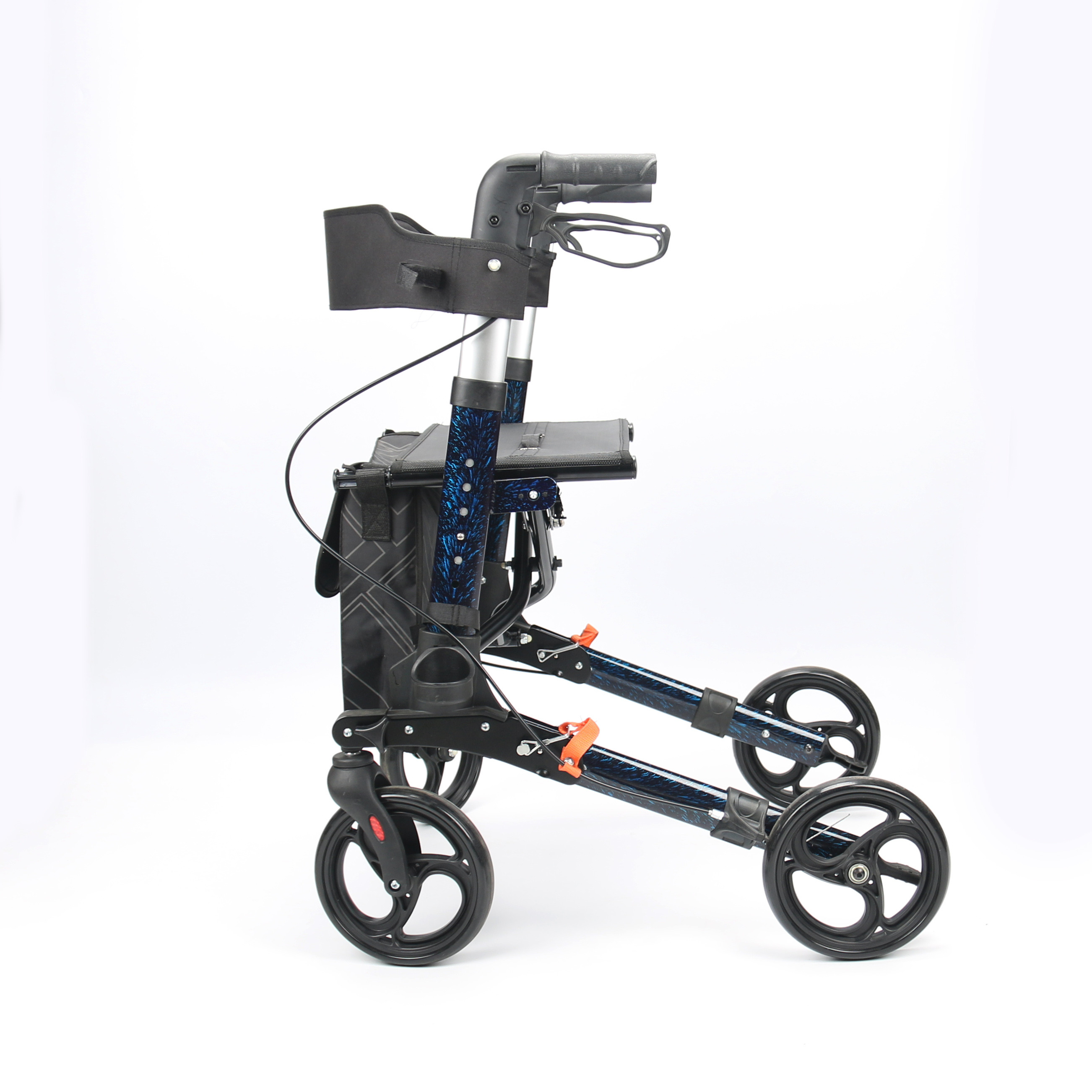 Supermarket Mobility Walking Aids Convenient Push Cart With Seat Basket