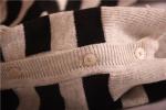 Black And White Striped Womens Cardigan 80% Cotton 20% Nylon