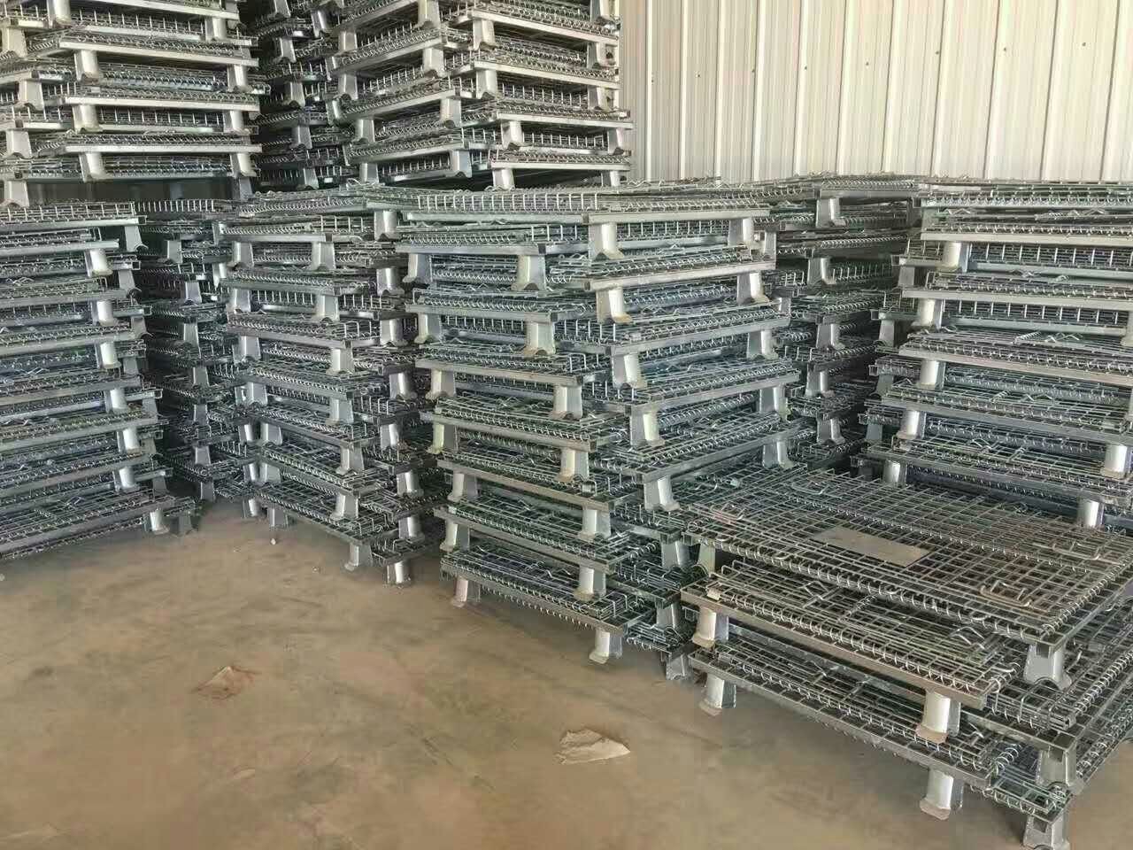Professional Mesh Storage Cage , Wire Mesh Pallet Cages Hot - Dip Galvanized Finish