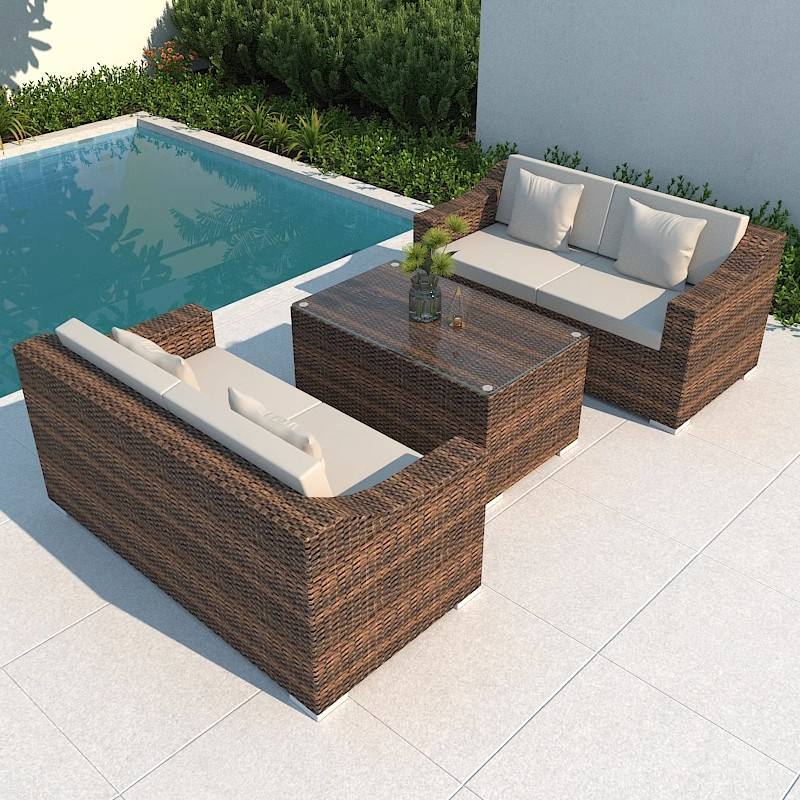 100% Polyester Fabric Outdoor Wicker Sofa Oem Garden Furniture Corner Sofa